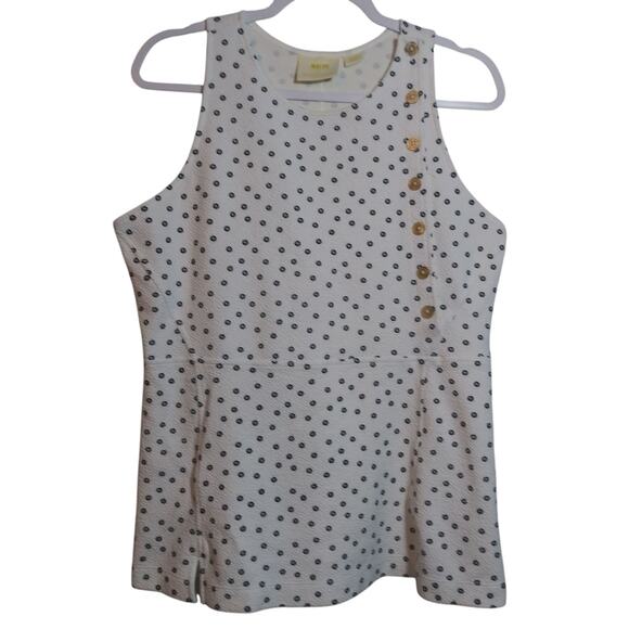 Maeve Anthropologie  Brenner Peplum Top Sleeveless Dotted Size L - Picture 2 of 9
